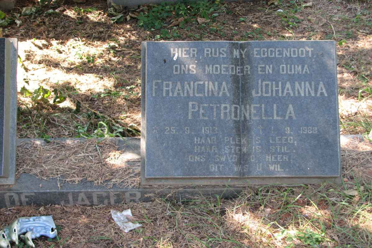 JAGER Francina Johanna Petronella, de 1913-1988
