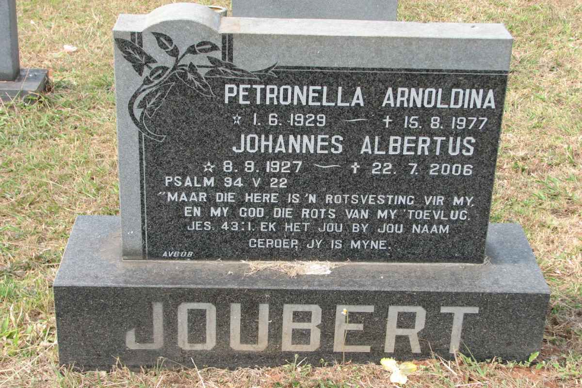 JOUBERT Johannes Albertus 1927-2006 &amp; Petronella Arnoldina 1929-2006