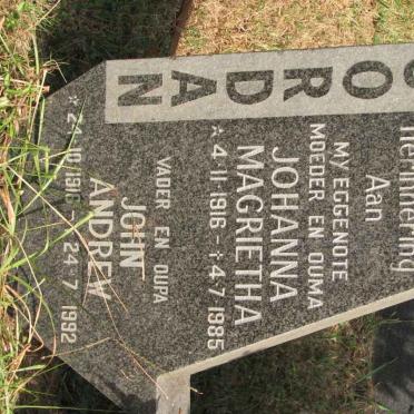 JORDAN John Andrew 1916-1992 &amp; Johanna Magrietha 1916-1985