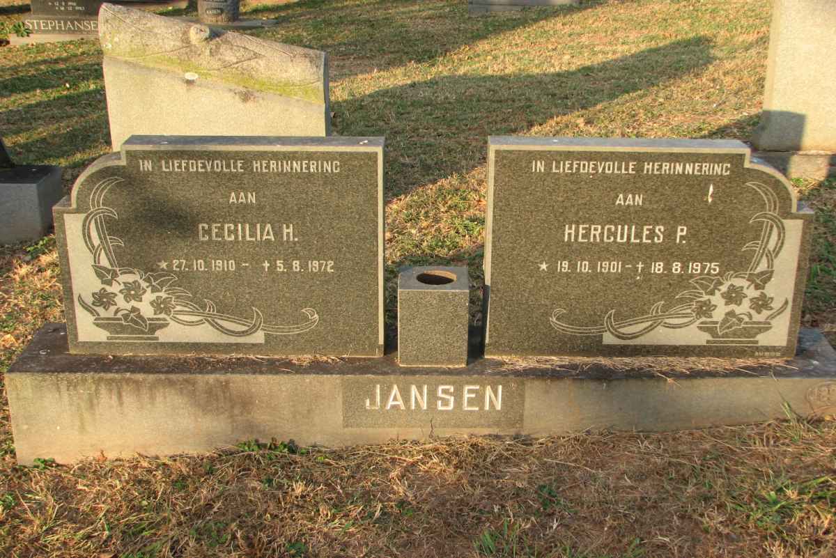JANSEN Hercules P. 1901-1975 &amp; Cecilia H. 1910-1972