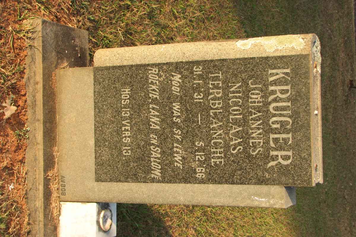 KRUGER Johannes Nicolaas Terblanche 1931-1966