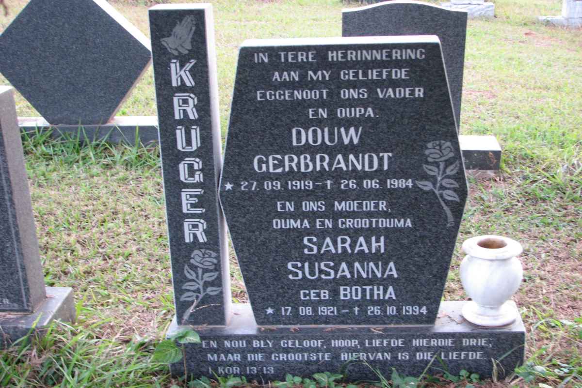 KRUGER Douw Gerbrandt 1919-1984 &amp; Sarah Susanna BOTHA 1921-1994