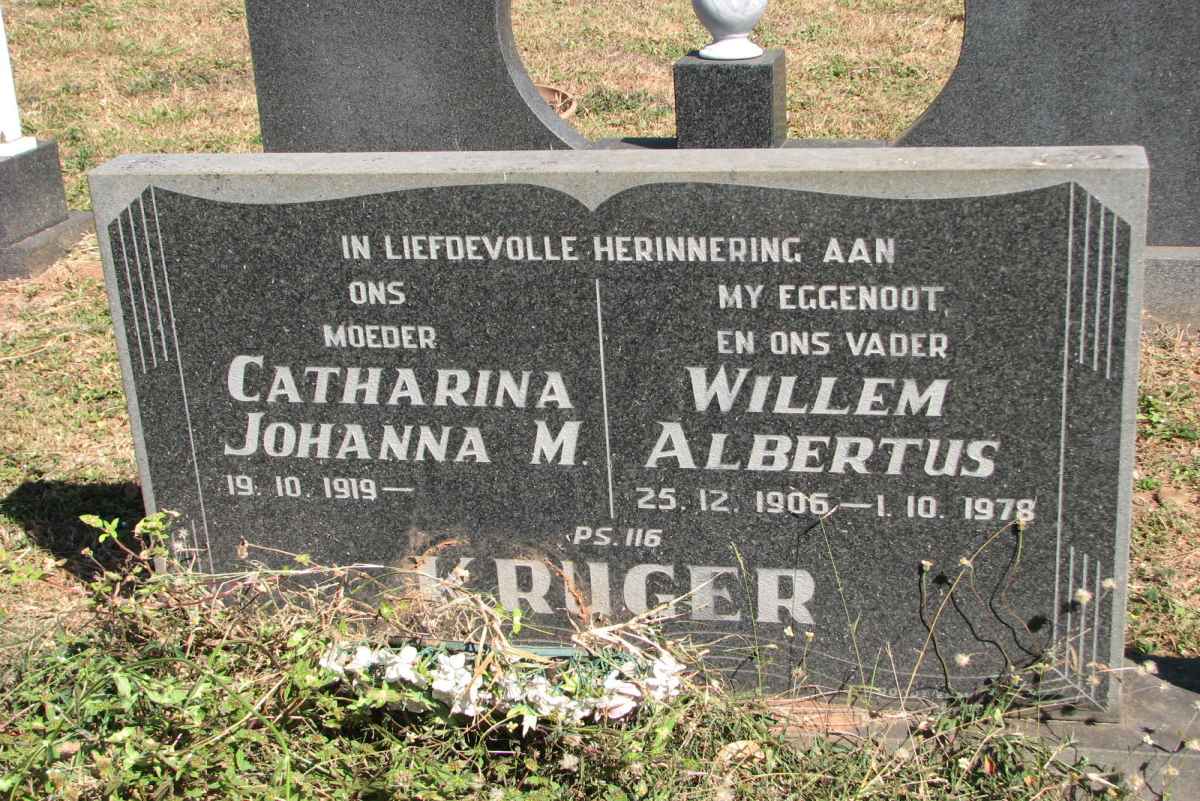 KRUGER Willem Albertus 1906-1978 &amp; Catharina Johanna M. 1919