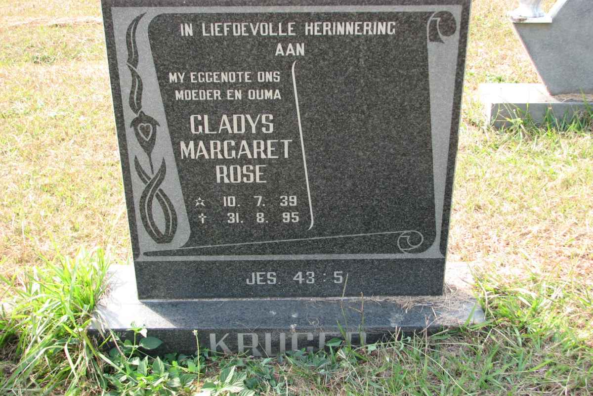 KRUGER Gladys Margaret Rose 1939-1995