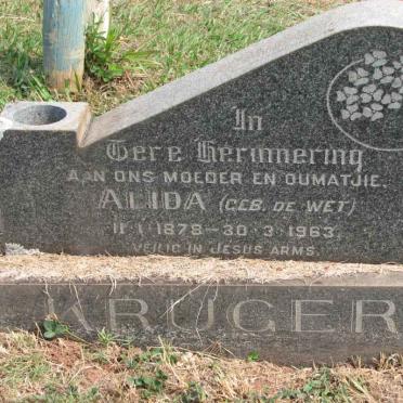 KRUGER Alida nee DE WET 1878-1963