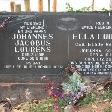 LOURENS Johannes Jacobus 1916-1966 &amp; Elsje Magdalena Johanna SCHOEMAN 1925-2005