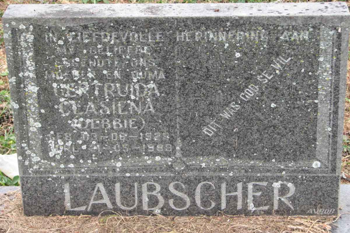 LAUBSCHER Gertruida Clasiena 1928-1989