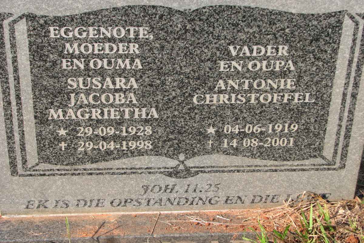 LOMBARD Antonie Christoffel 1919-2001 &amp; Susara Jacoba Magrietha 1928-1998