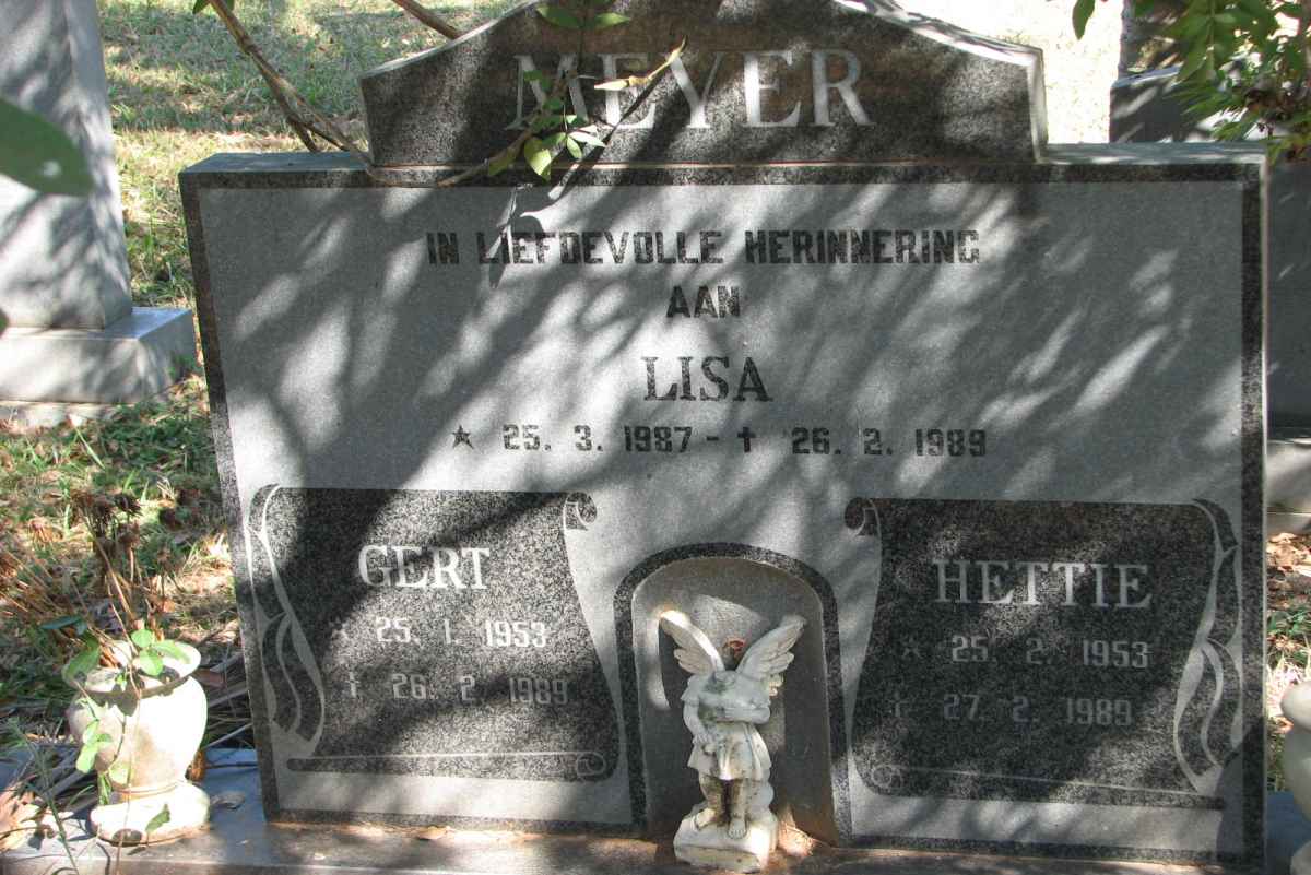 MEYER Gert 1953-1989 &amp; Hettie 1953-1989 :: MEYER Lisa 1987-1989