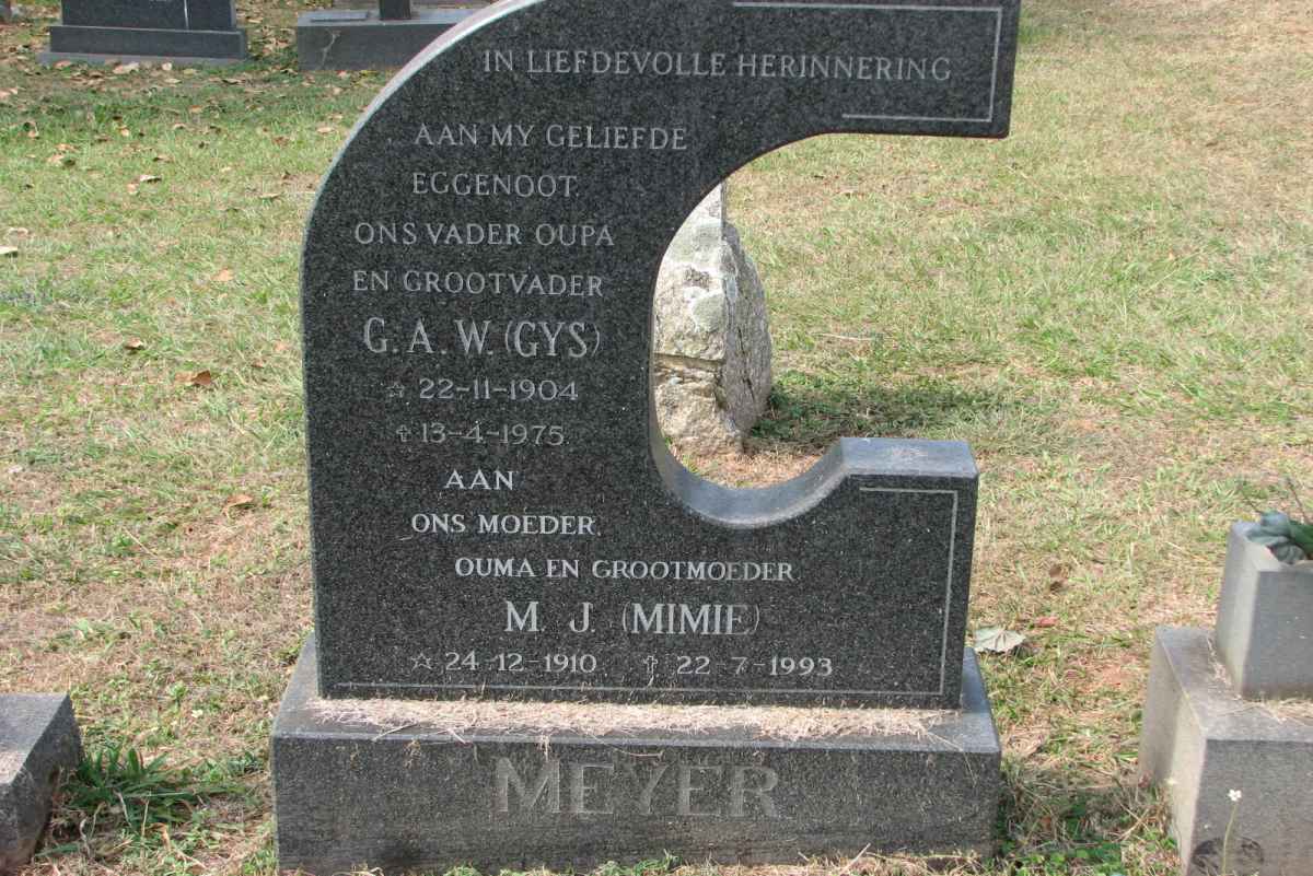 MEYER G.A.W. 1904-1975 &amp; M.J. 1910-1993