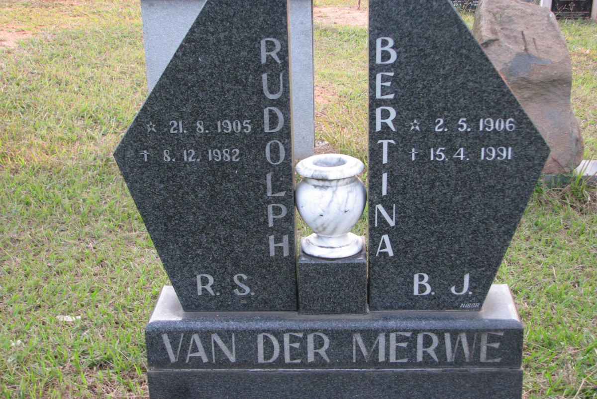 MERWE R.S., van der 1905-1982 &amp; B.J. 1906-1991