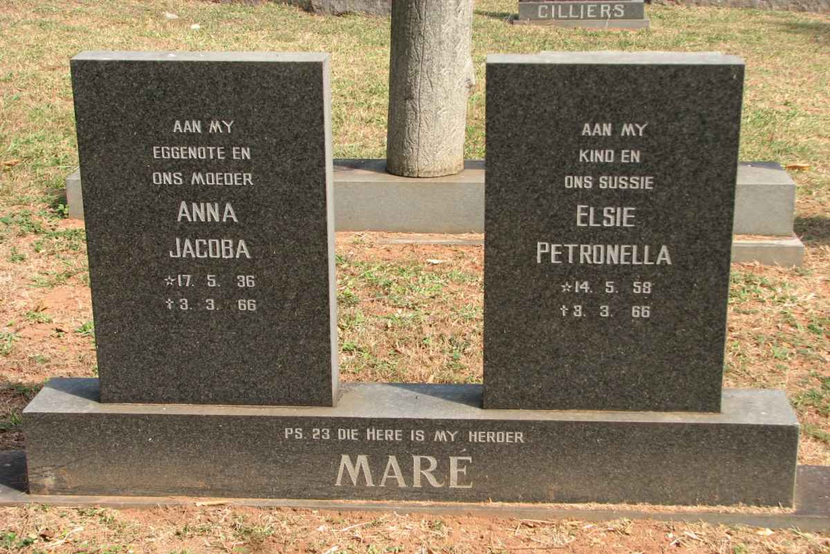 MARÉ Anna Jacoba 1936-1966 :: MARÉ Elsie Petronella 1958-1966