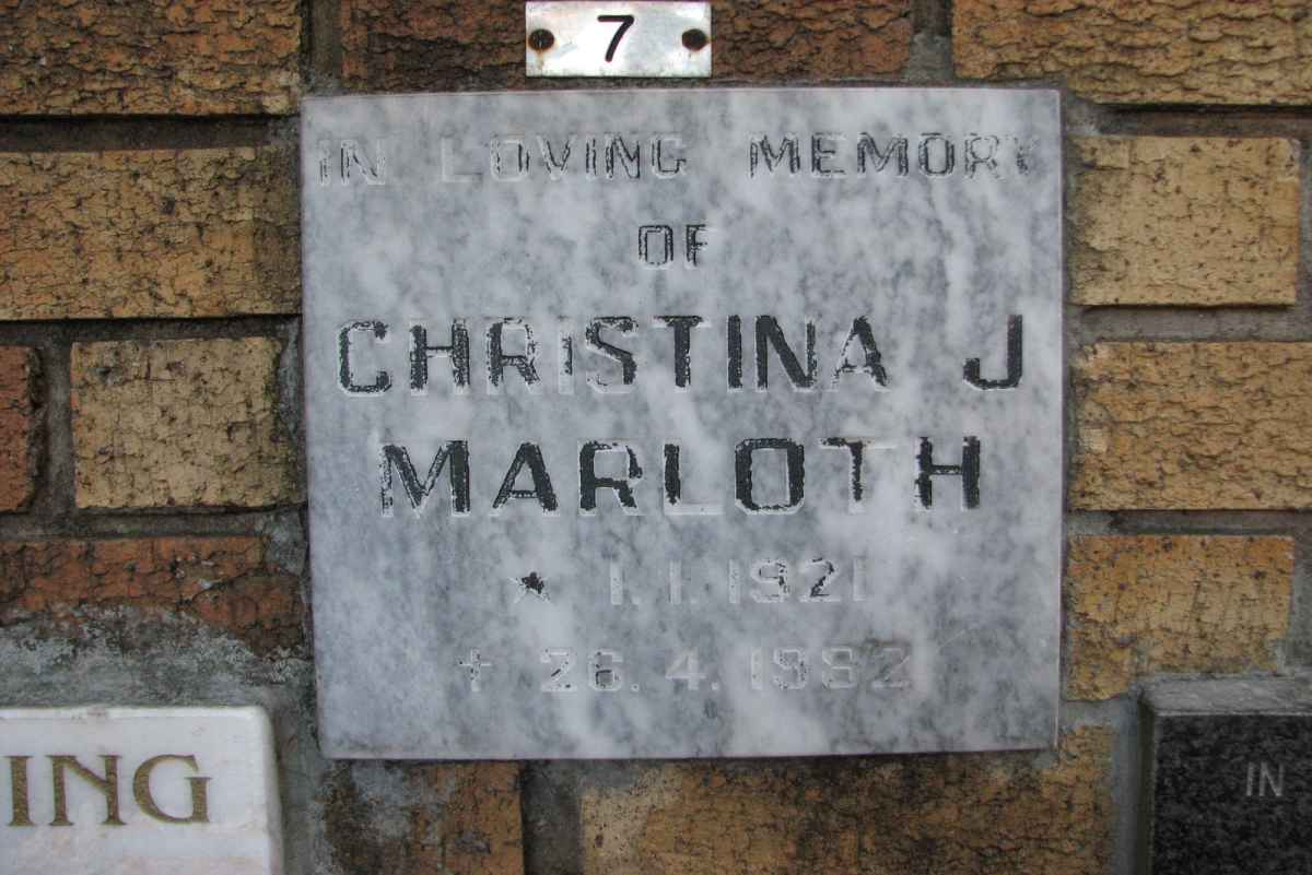 MARLOTH Christina J. 1921-1982