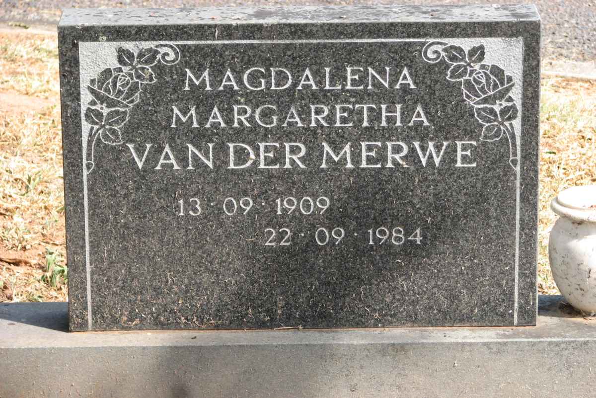 MERWE Magdalena Margaretha, van der 1909-1984