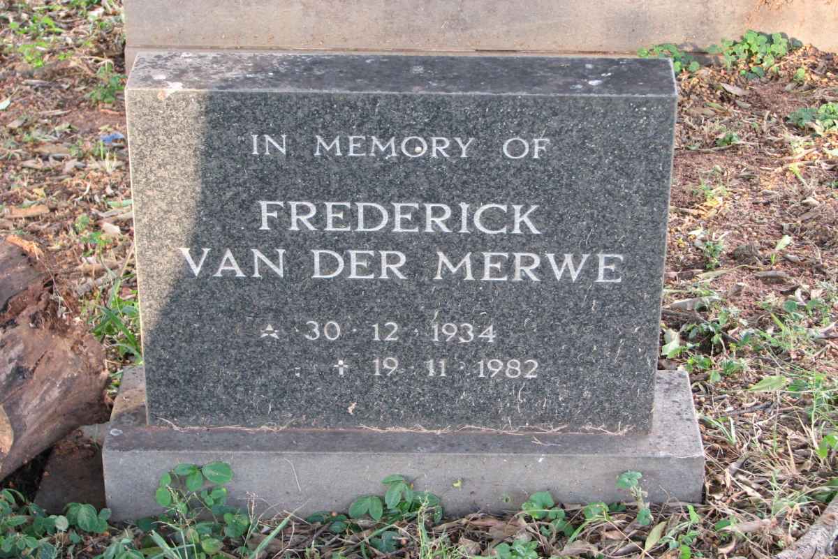 MERWE Frederick, van der 1934-1982