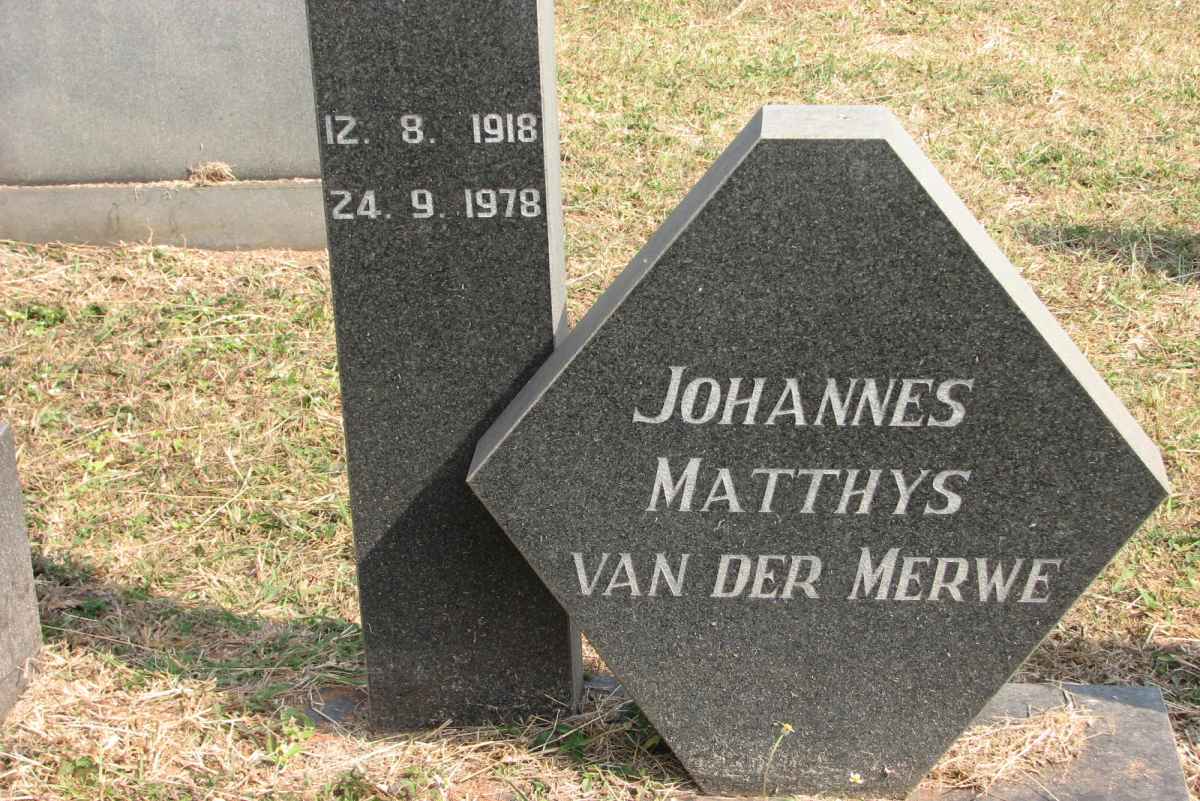 MERWE Johannes Matthys, van der 1918-1978