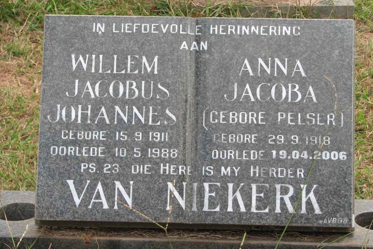 NIEKERK Willem Jacobus Johannes, van 1911-1988 &amp; Anna Jacoba PELSER 1918-2006
