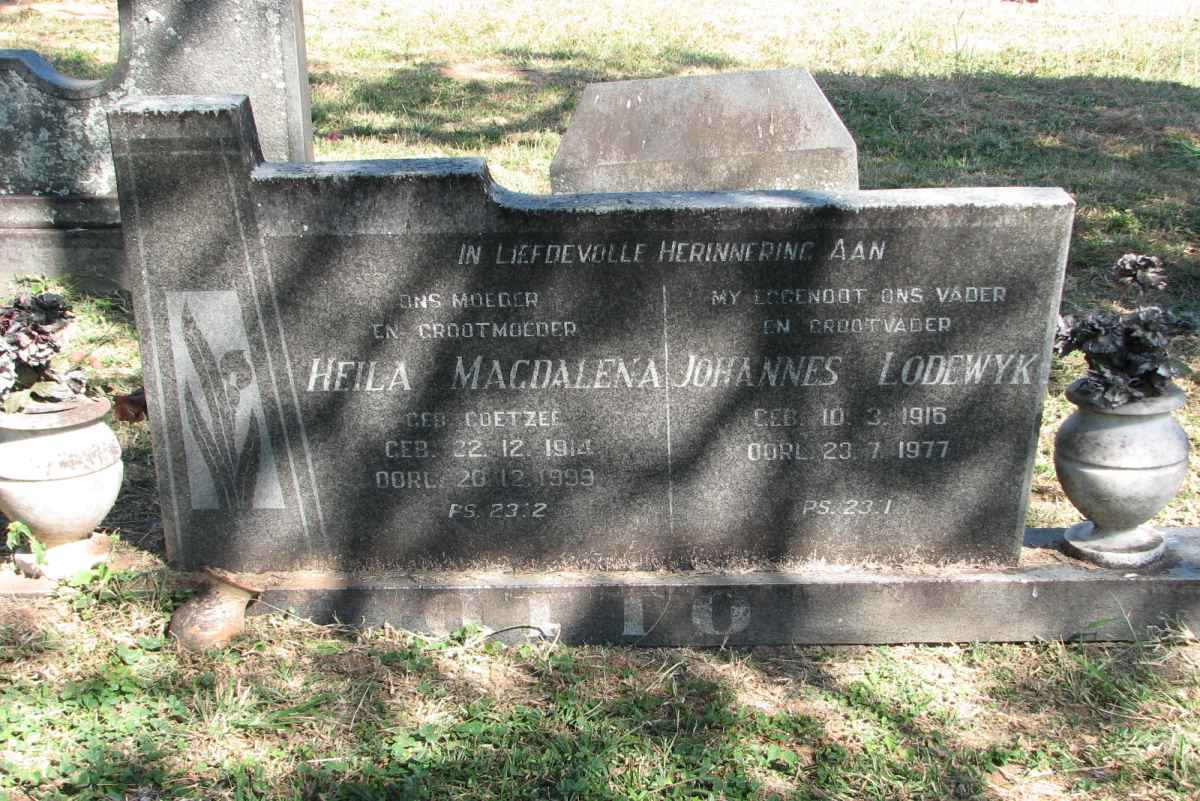 OTTO Johannes Lodewyk 1915-1977 &amp; Heila Magdalena COETZEE 1914-1999