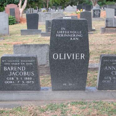 OLIVIER Barend Jacobus 1889-1973 &amp; Anna Cecilia 1903-1976