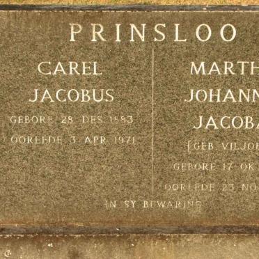 PRINSLOO Carel Jacobus 1883-1971 &amp; Martha Johanna Jacoba VILJOEN 1891-1979