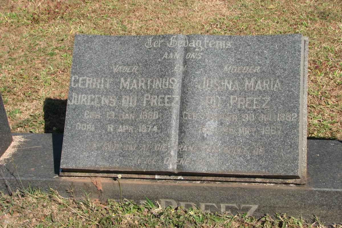 PREEZ Gerrit Martinus Jurgens, du 1890-1974 &amp; Josina Maria 1882-1967