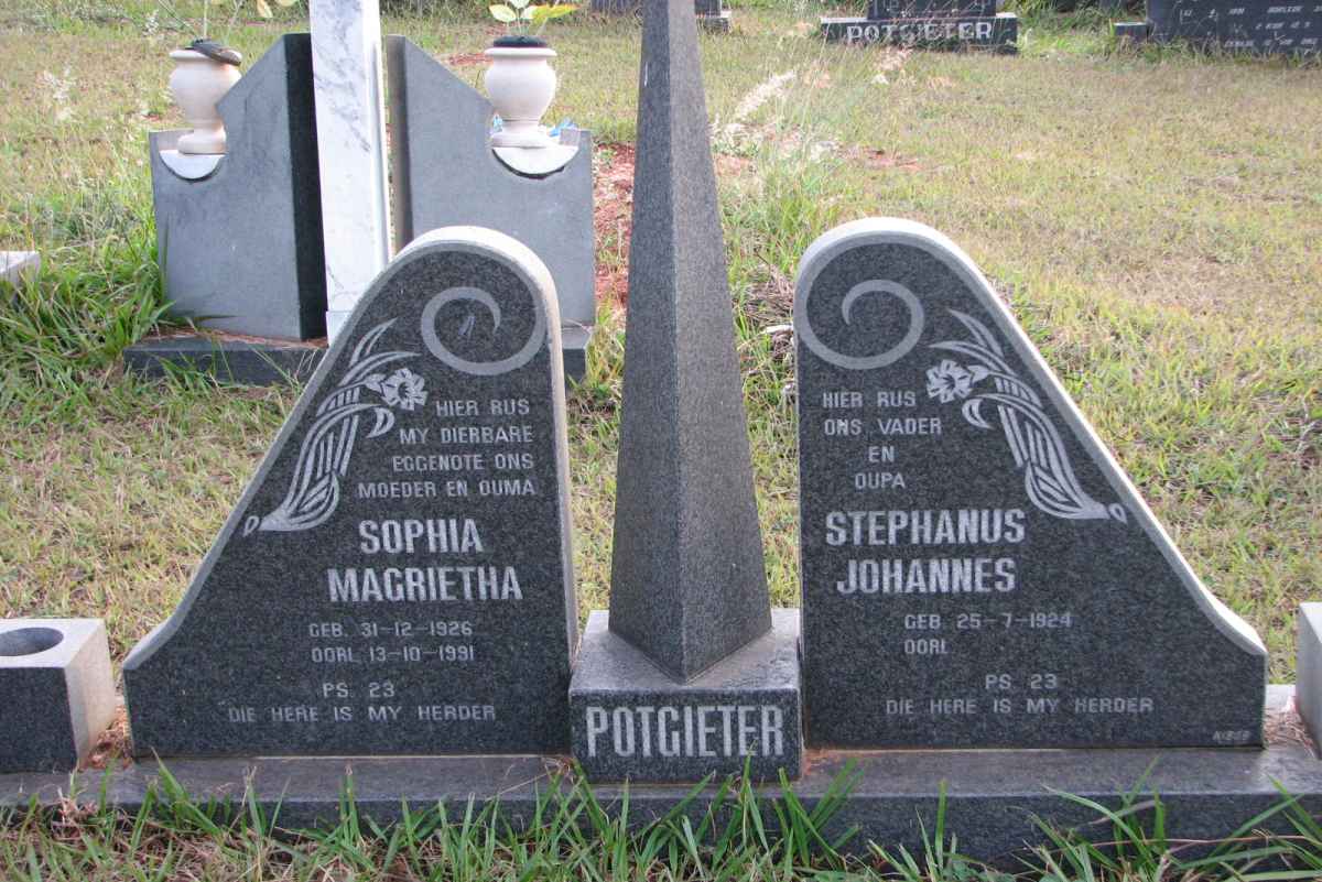 POTGIETER Stephanus Johannes 1924- &amp; Sophia Magrietha 1926-1991