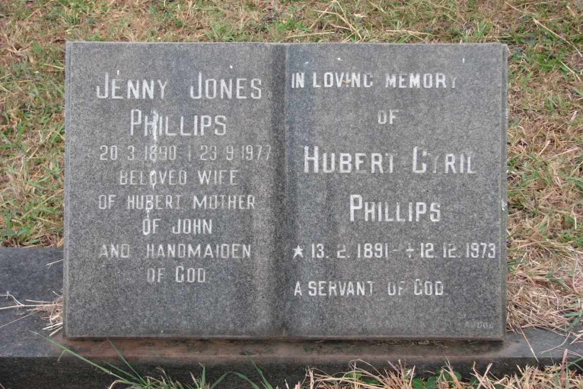 PHILLIPS Hubert Cyril 1891-1973 &amp; Jenny Jones 1890-1977