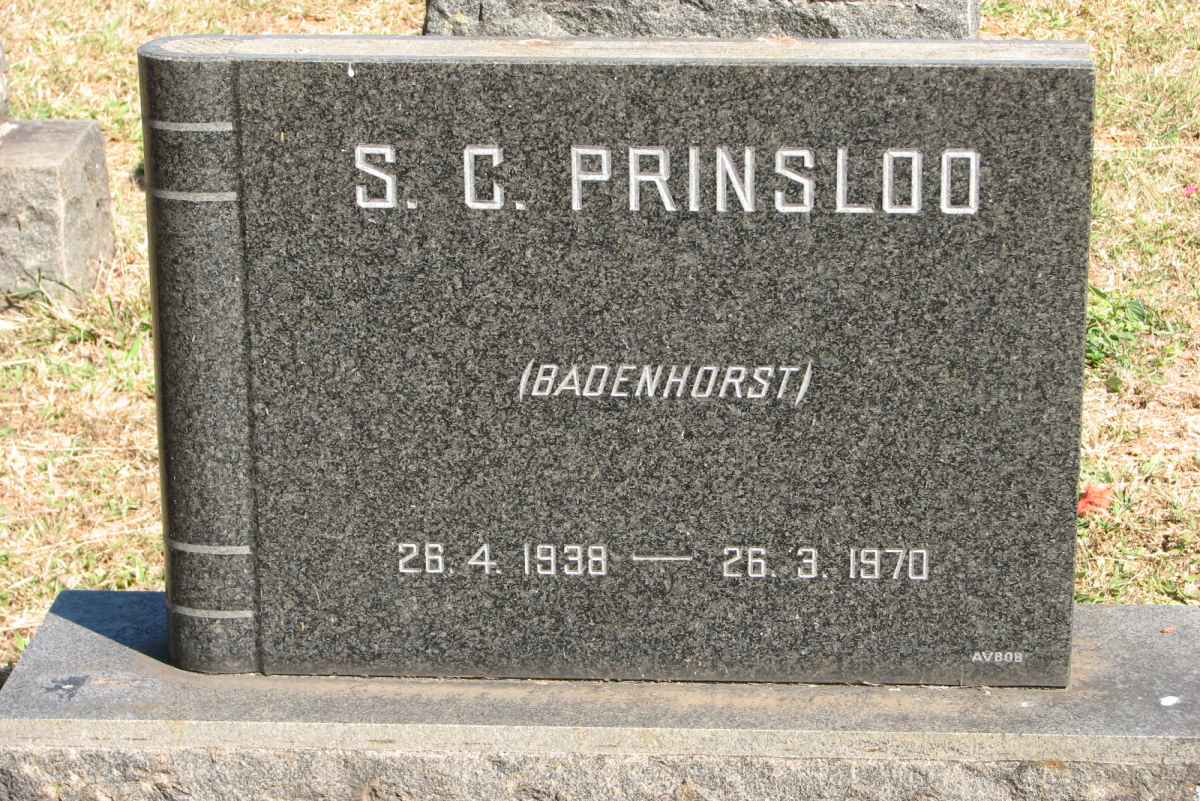 PRINSLOO S.C.nee BADENHORST 1938-1970