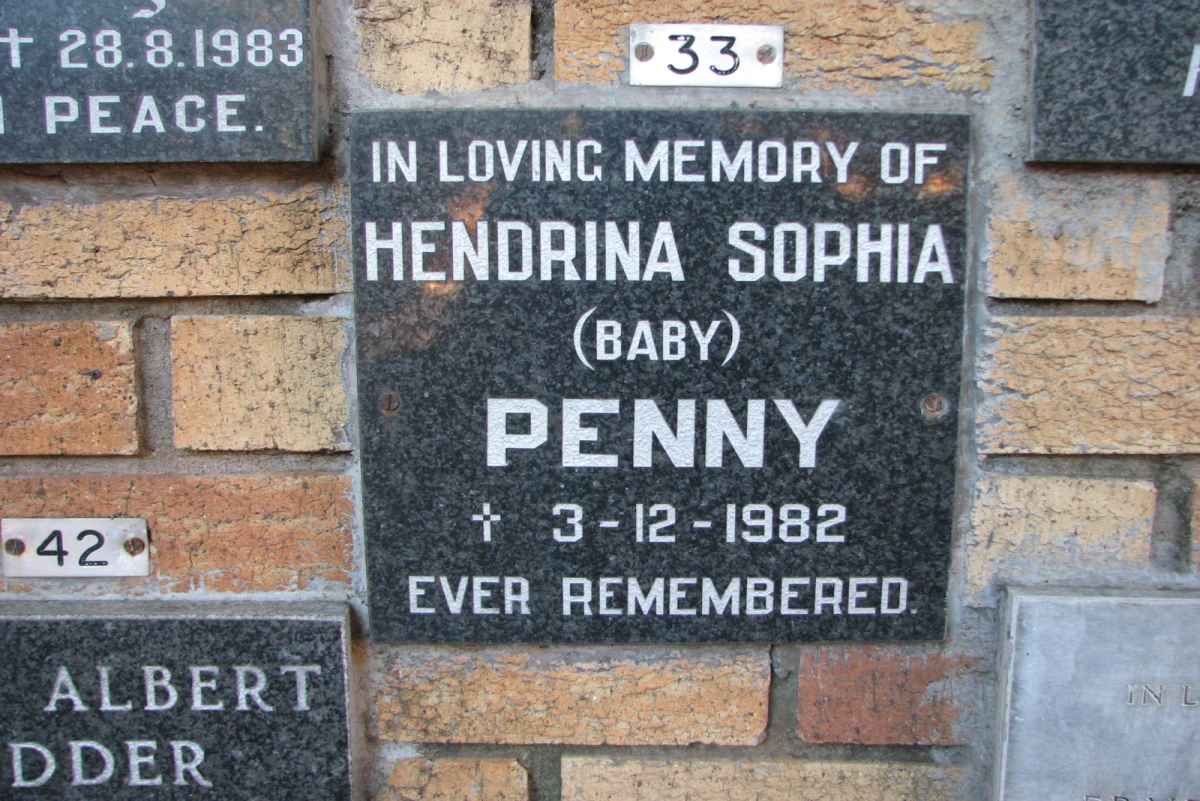 PENNY Hendrina Sophia  -1982