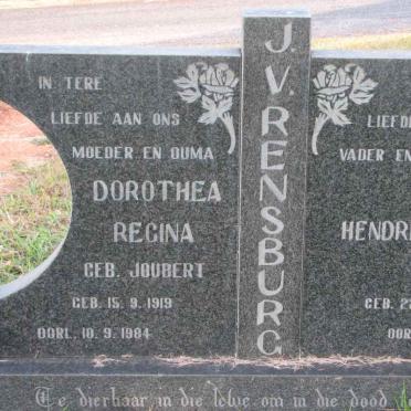 RENSBURG Hendrik, J. v. 1916-1984 &amp; Dorothea Regina JOUBERT 1919-1984