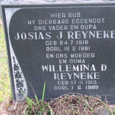REYNEKE Josias J. 1916-1981 &amp; Willemina D. 1913-1989