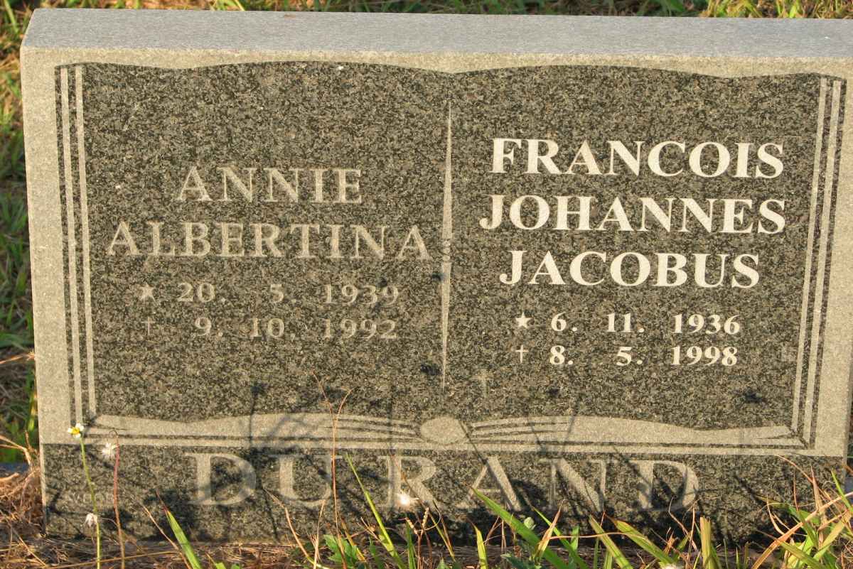 RAND Francois Johannes Jacobus, du 1936-1998 &amp; Annie Albertina 1939-1992