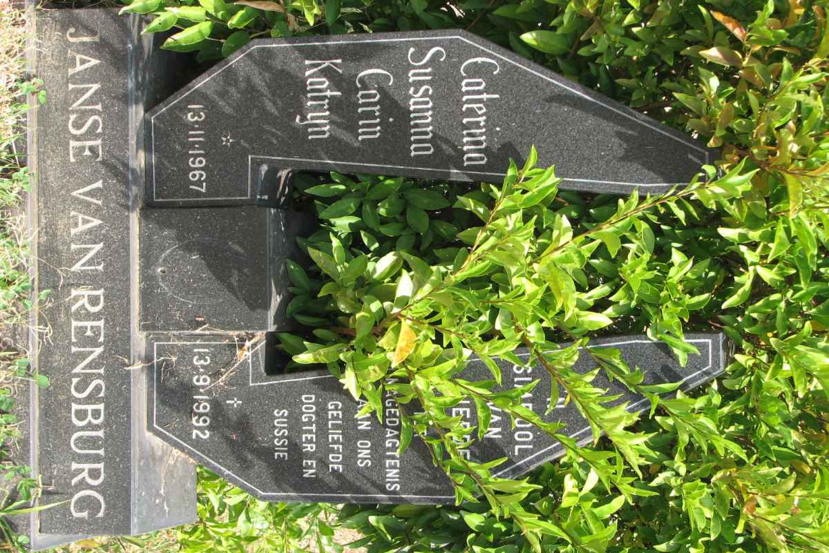 RENSBURG Caterina Susanna Carin Katryn, Janse van 1967-1992