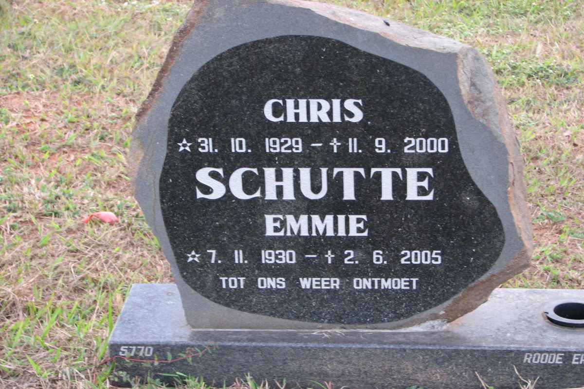 SCHUTTE Chris 1929-2000 &amp; Emmie 1930-2005