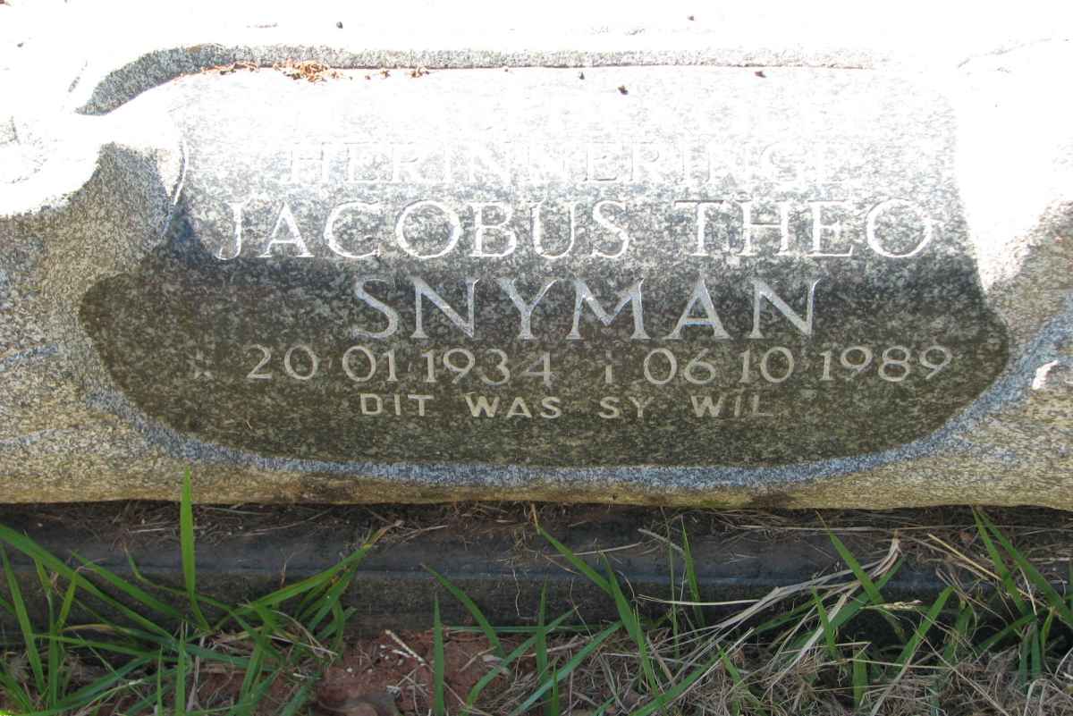 SNYMAN Jacobus Theo 1934-1989