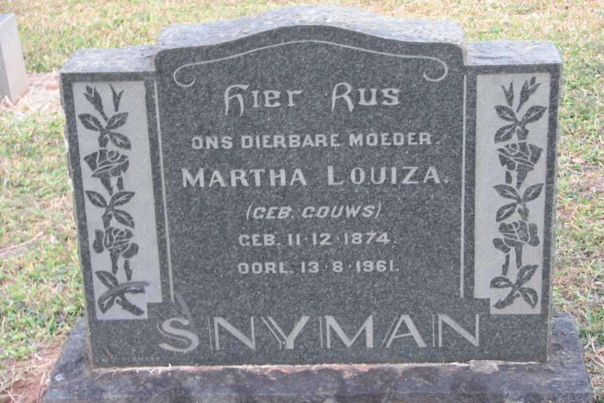SNYMAN Martha Louiza nee GOUWS 1874-1961