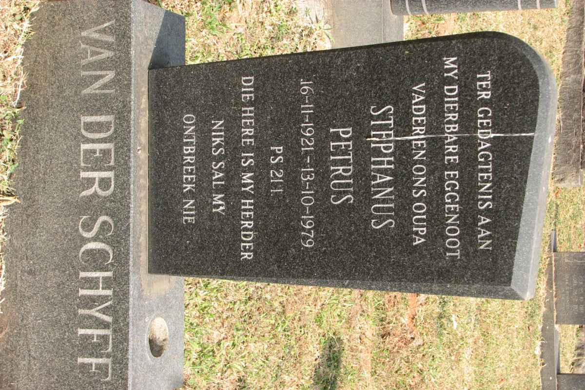 SCHYFF Stephanus Petrus, van der 1921-1979