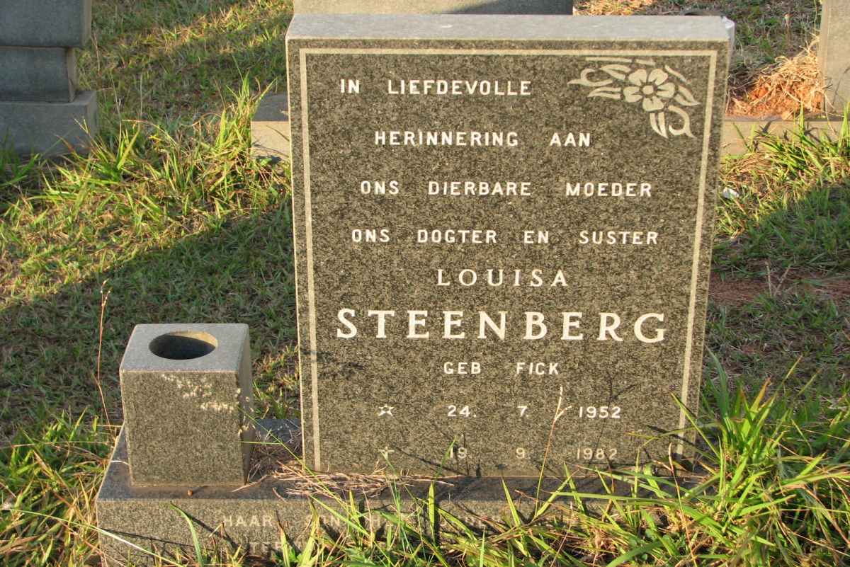 STEENBERG Louisa nee FICK 1952-1982
