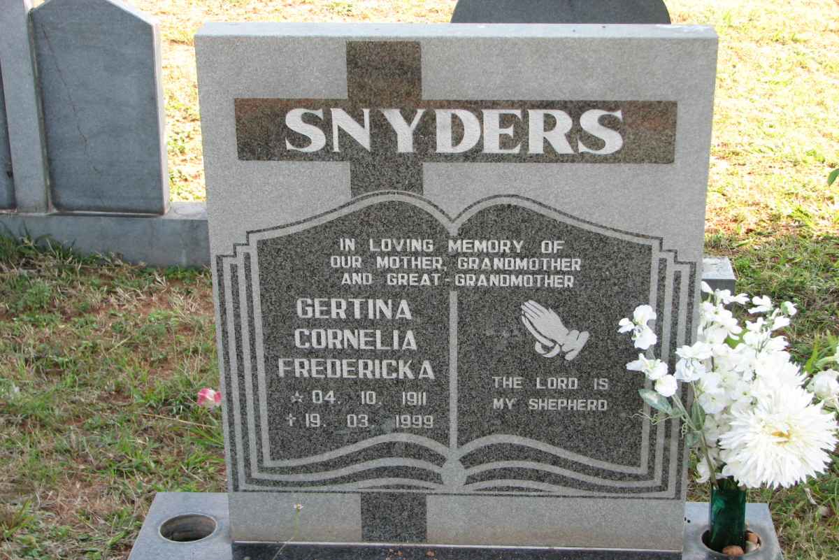 SNYDERS Gertina Cornelia Fredericka 1911-1999