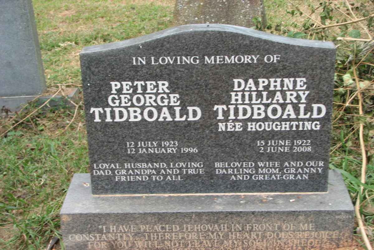 TIDBOALD Peter George 1923-1996 &amp; Daphne Hillary HOUGHTING 1922-2008