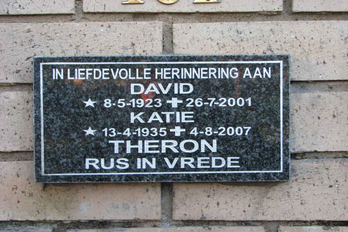THERON David 1923-2001 &amp; Katie 1935-2007