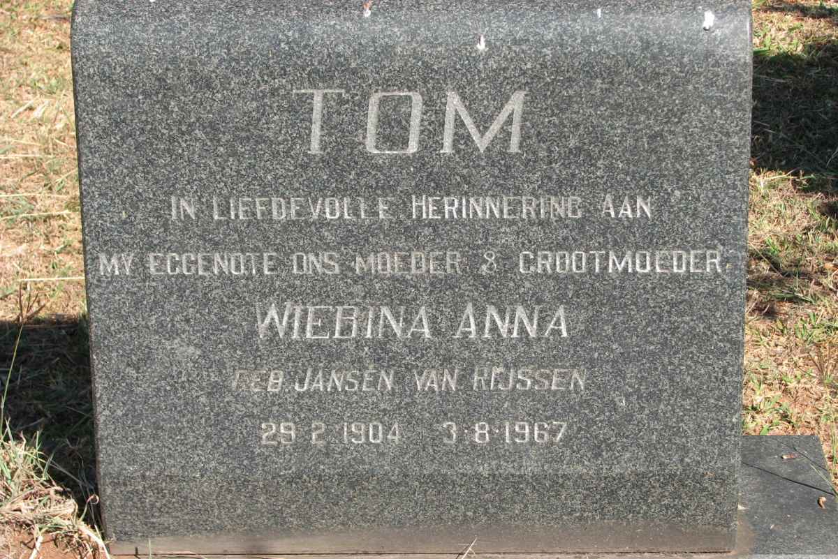 TOM Wiebina Anna nee JANSEN VAN RIJSSEN 1904-1967