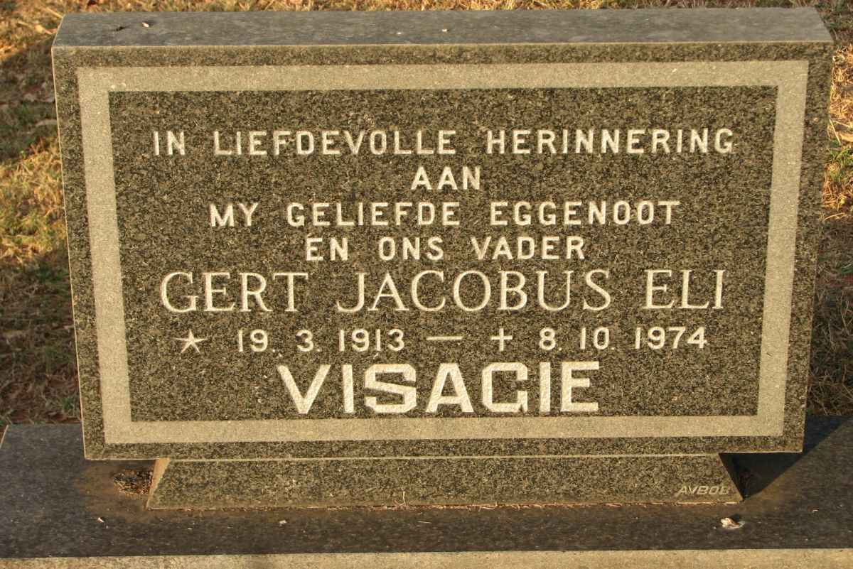 VISAGIE Gert Jacobus Eli 1913-1974