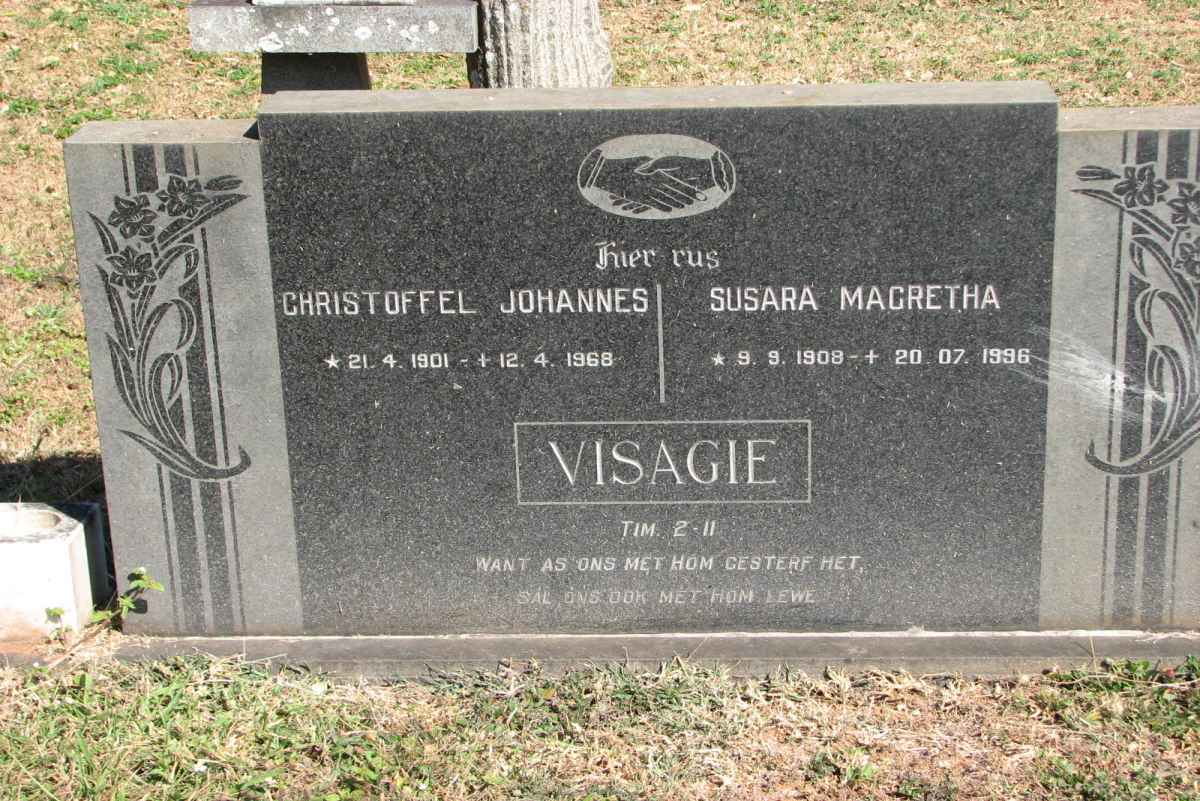 VISAGIE Christoffel Johannes 1901-1968 &amp; Susara Magretha 1908-1996
