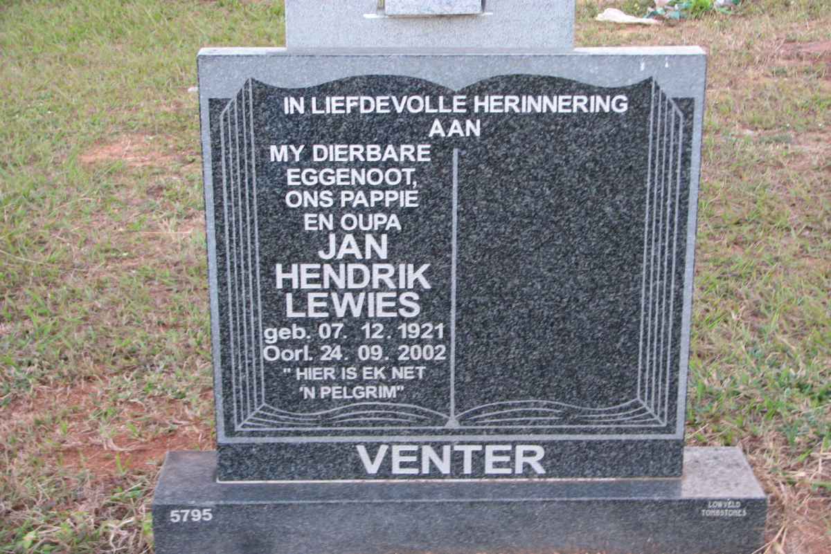 VENTER Jan Hendrik Lewies 1921-2002
