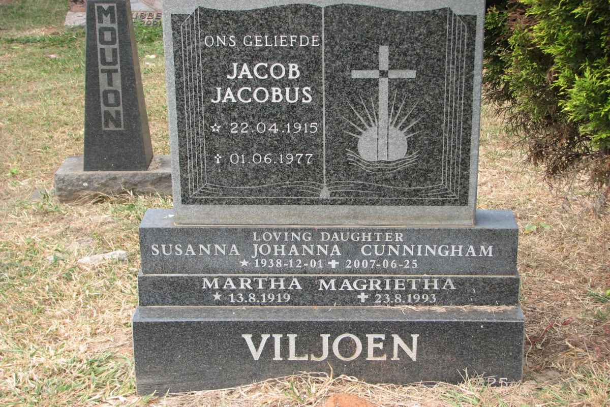 VILJOEN Jacob Jacobus 1915-1977 &amp; Martha Magrietha 1919-1993 :: CUNNINGHAM Susanna Johanna 1938-2007