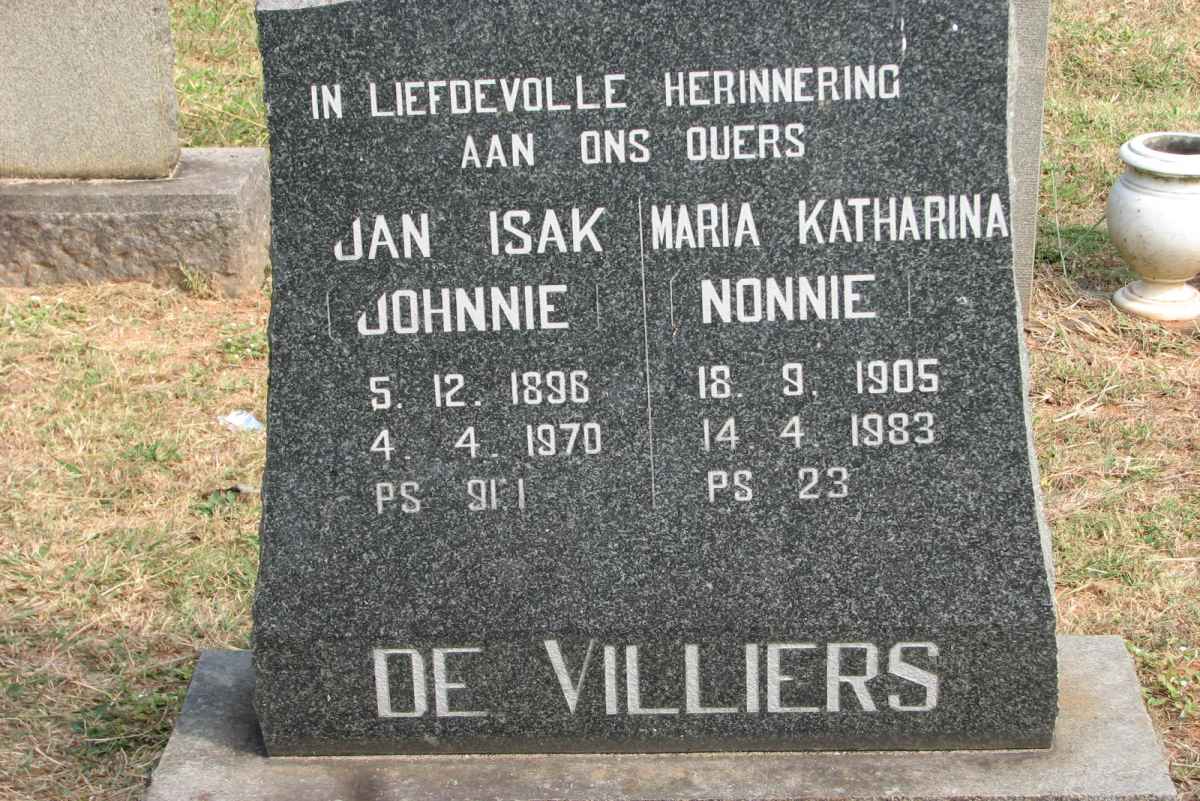 VILLIERS Jan Isak, de 1896-1970 &amp; Maria Katharina 1905-1983
