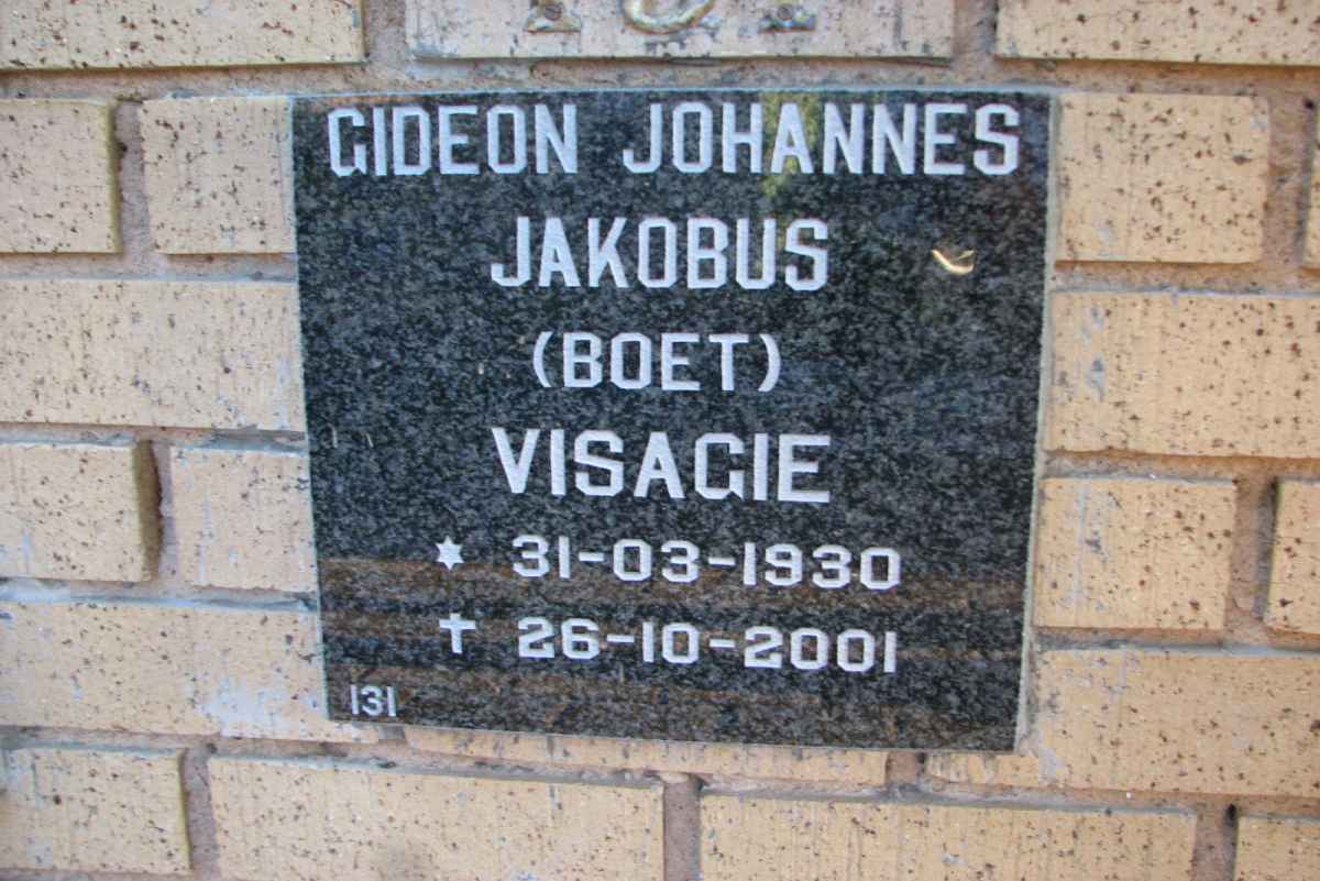 VISAGIE Gideon Johannes Jakobus 1930-2001