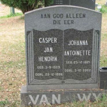WYK Casper Jan Hendrik, van 1909-1986 &amp; Johanna Antoinette 1921-2002