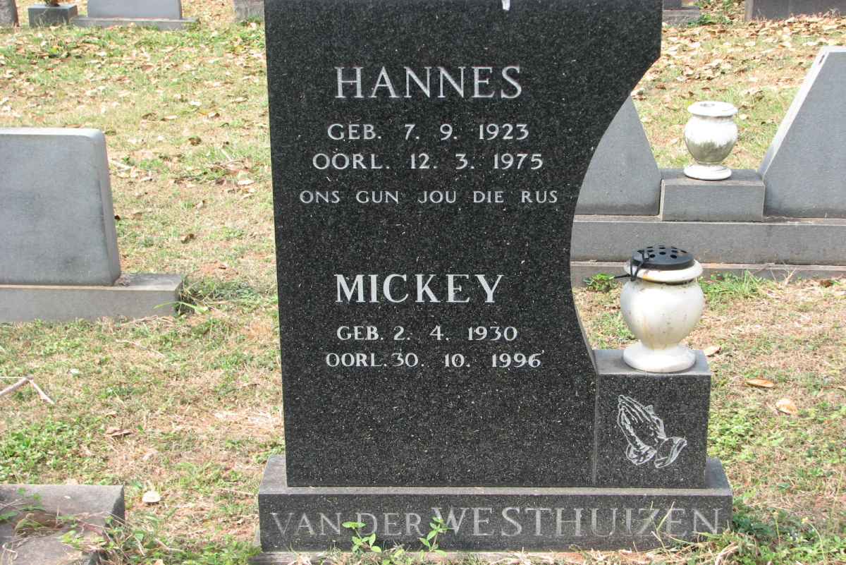 WESTHUIZEN Hannes, van der 1923-1975 &amp; Mickey 1930-1996